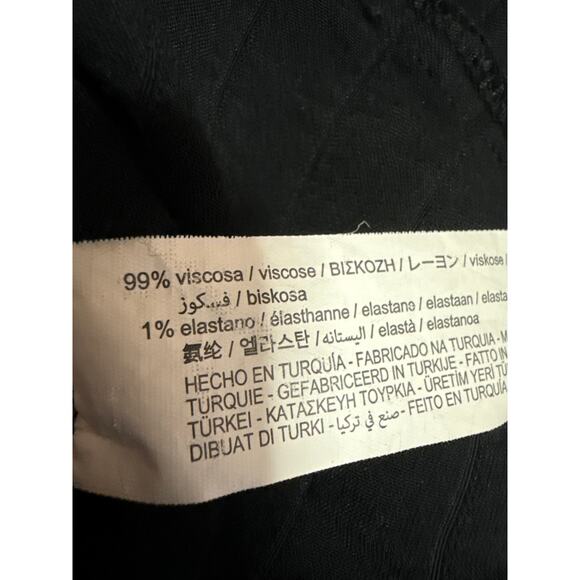 Zara Black Long Sleeve Striped Textured Collared Button Down Shirt Blouse Top M - Picture 5 of 5